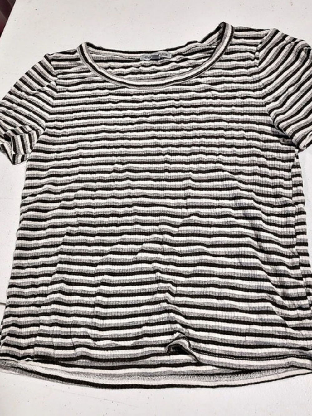 Charlotte Russe Striped Ribbed T-Shirt Black & White Small